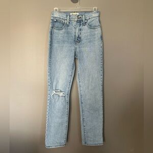 Madewell High Rise Light Blue Distressed Jeans